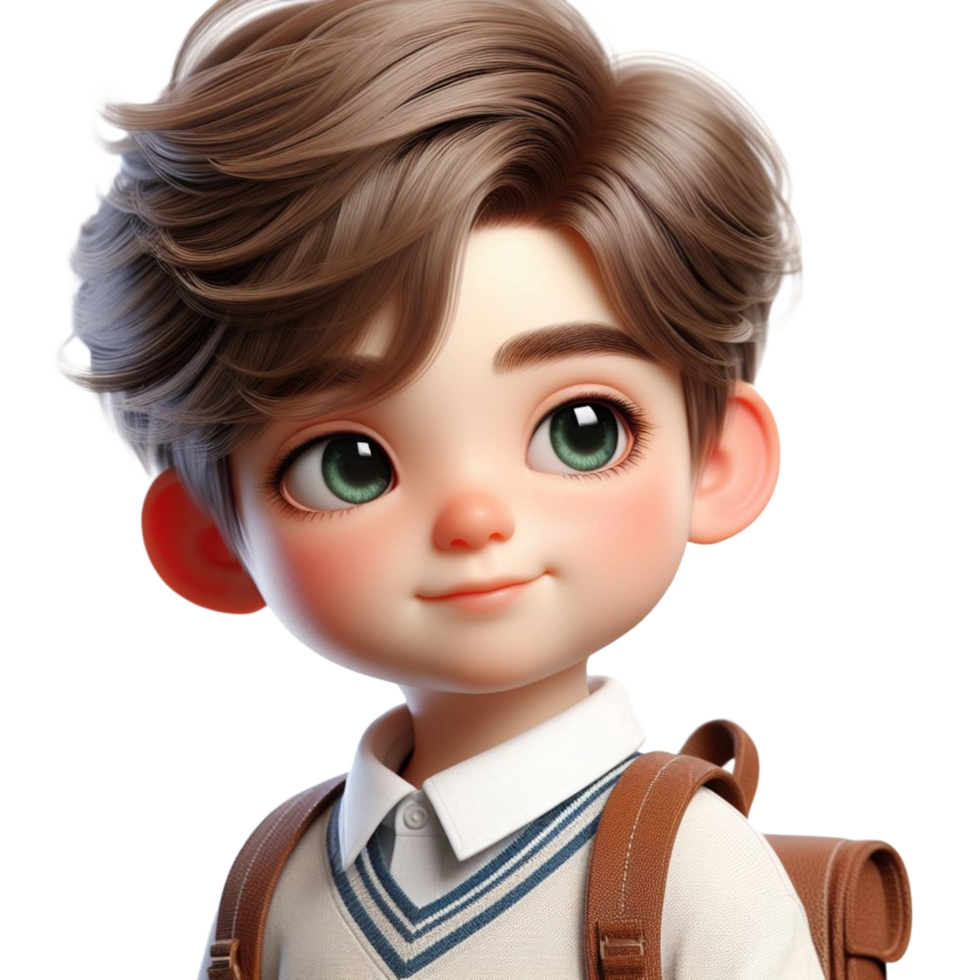 AI generated 3d Cartoon character little boy png