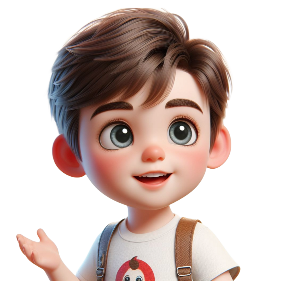 AI generated 3d Cartoon character little boy png