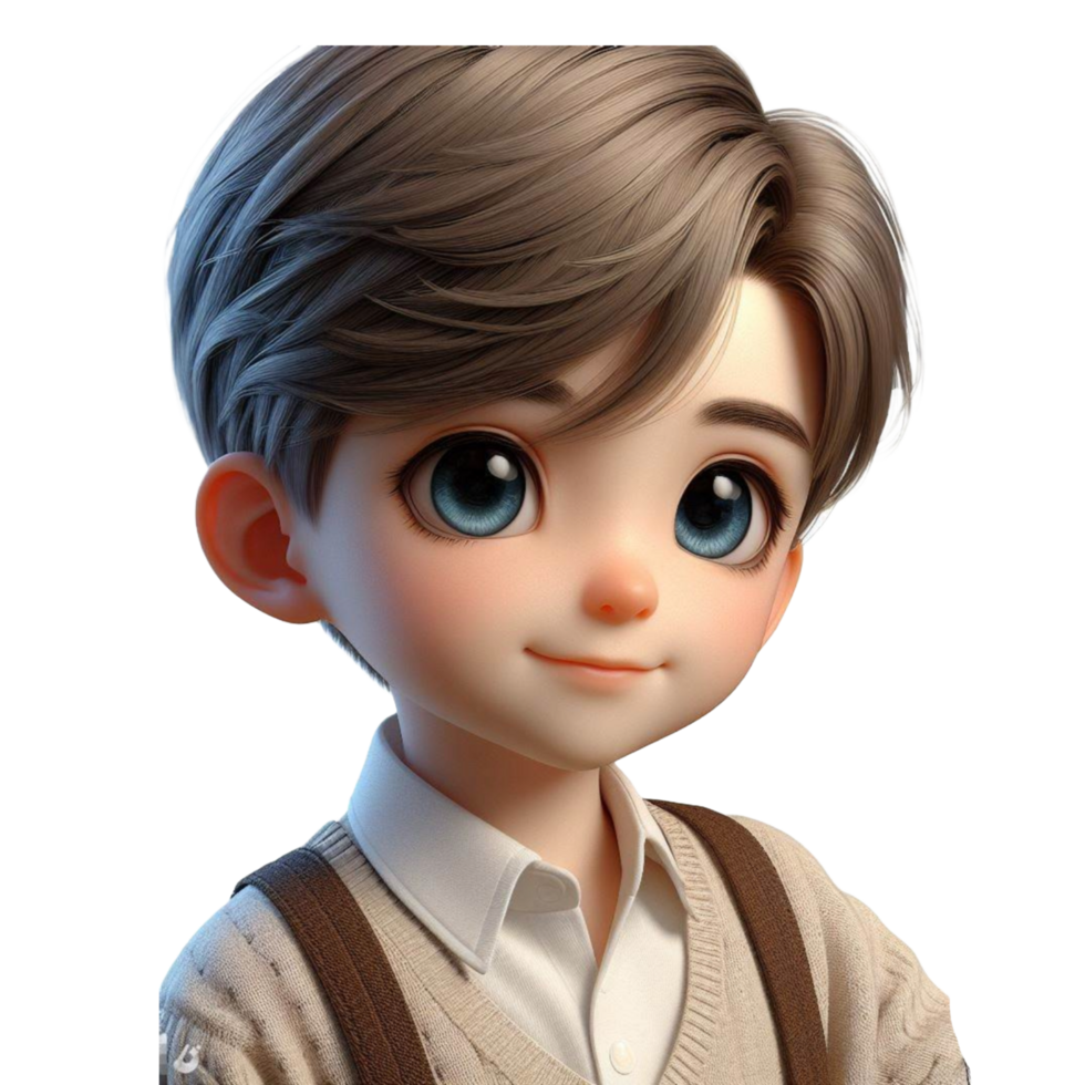AI generated 3d Cartoon character little boy png