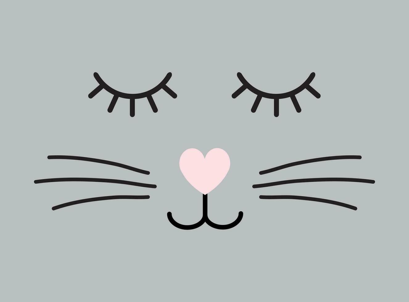 Vector flat cartoon kawaii rat mouse face