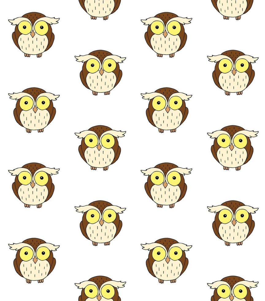 Vector seamless pattern of doodle sketch owl