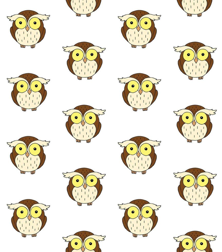 Vector seamless pattern of doodle sketch owl