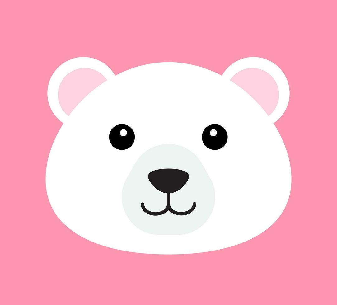 Vector flat cartoon polar bear face