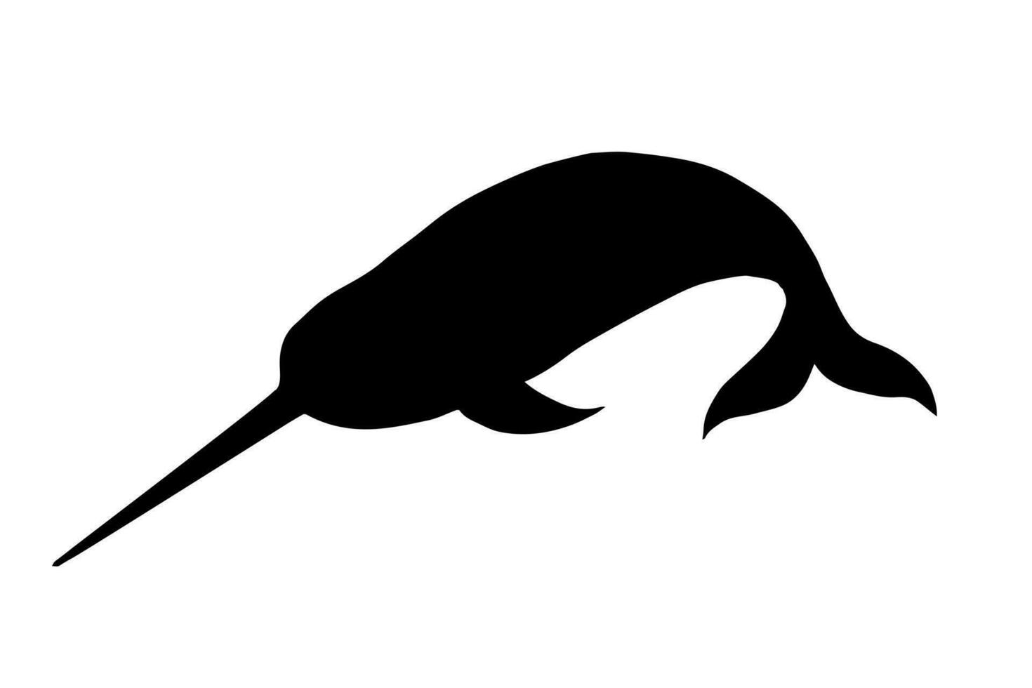 Vector black narwhal silhouette