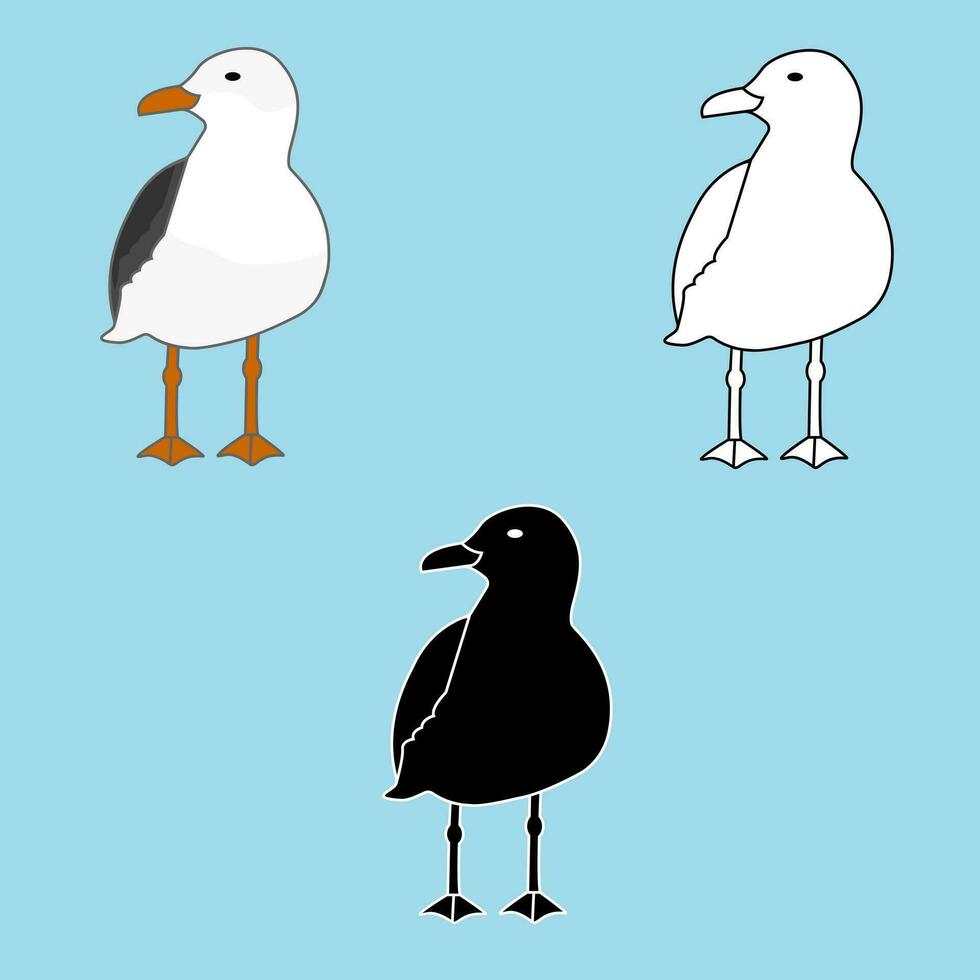 Seagull white and black vector