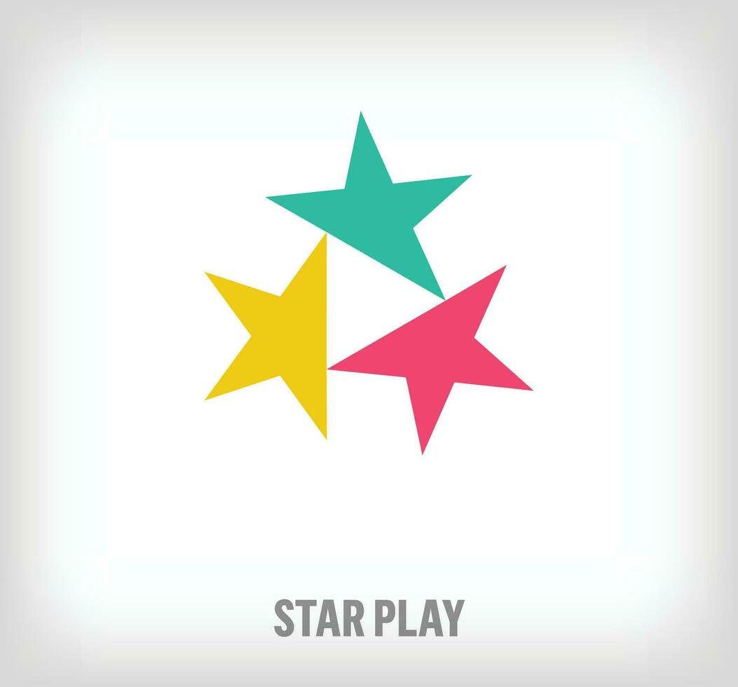 Play sign logo from creative rotating stars. Unique color transitions. Geometric star logo template. vector