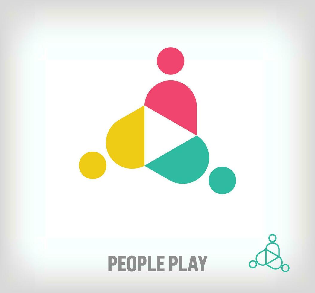 Play sign logo of creative people. Unique color transitions. Teamwork logo template. vector