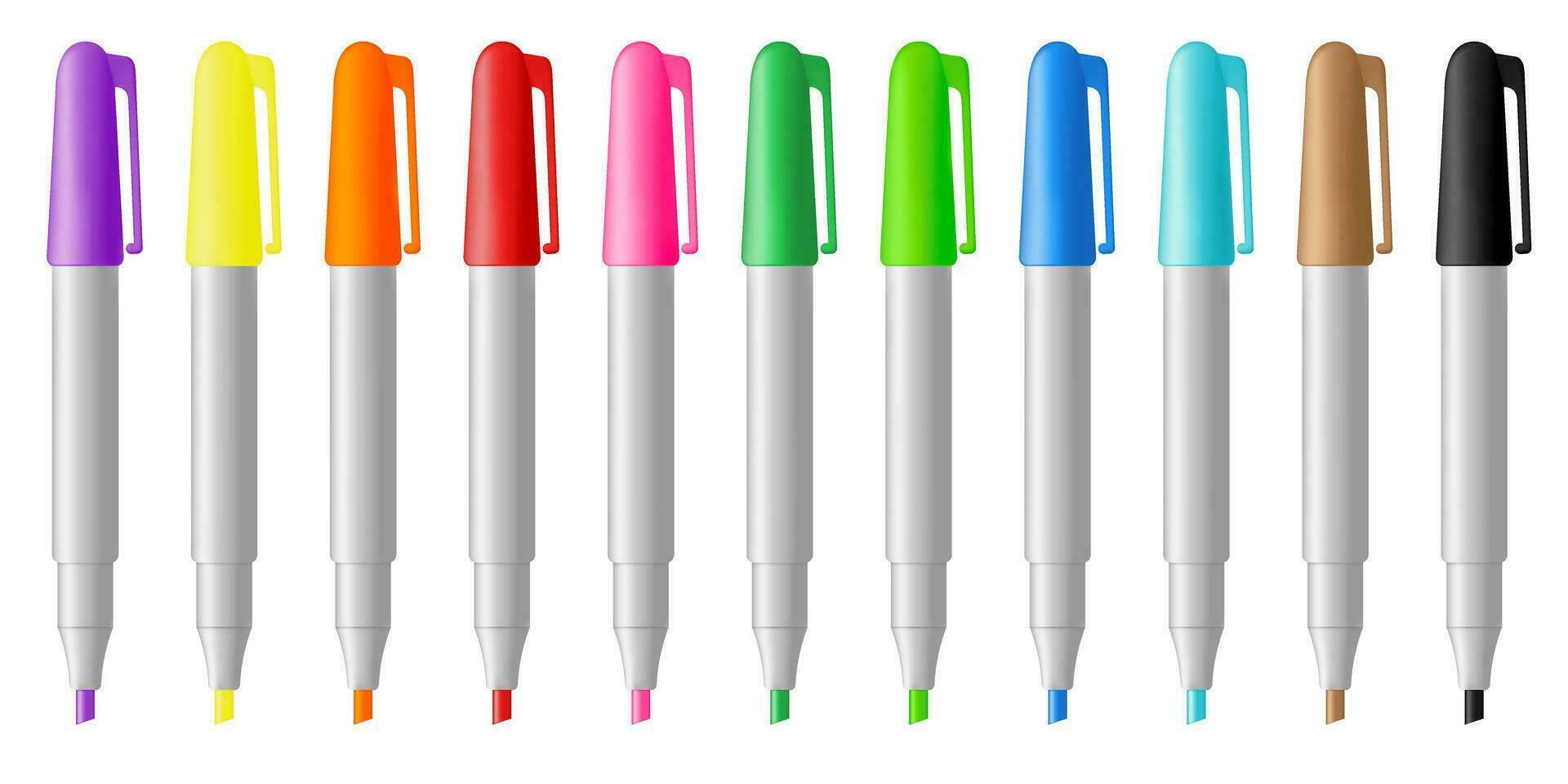 Set of colored markers vector
