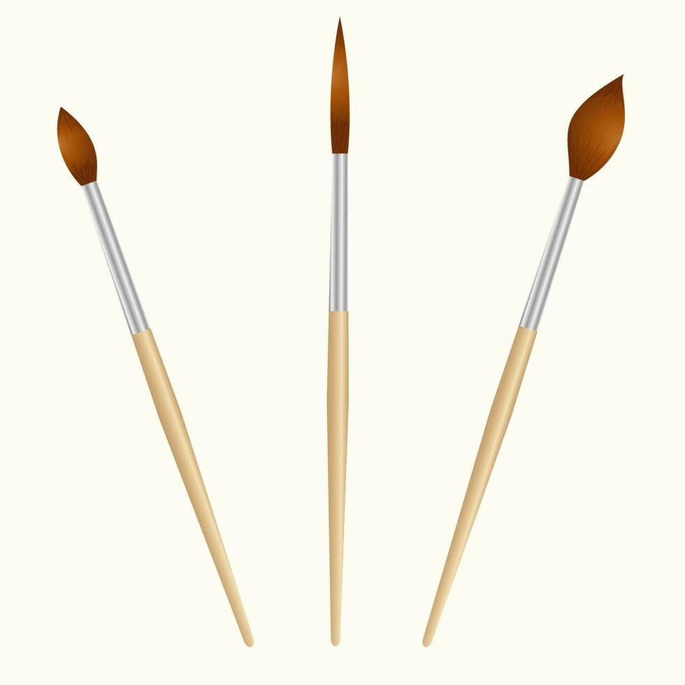Set of 3 paint brushes vector