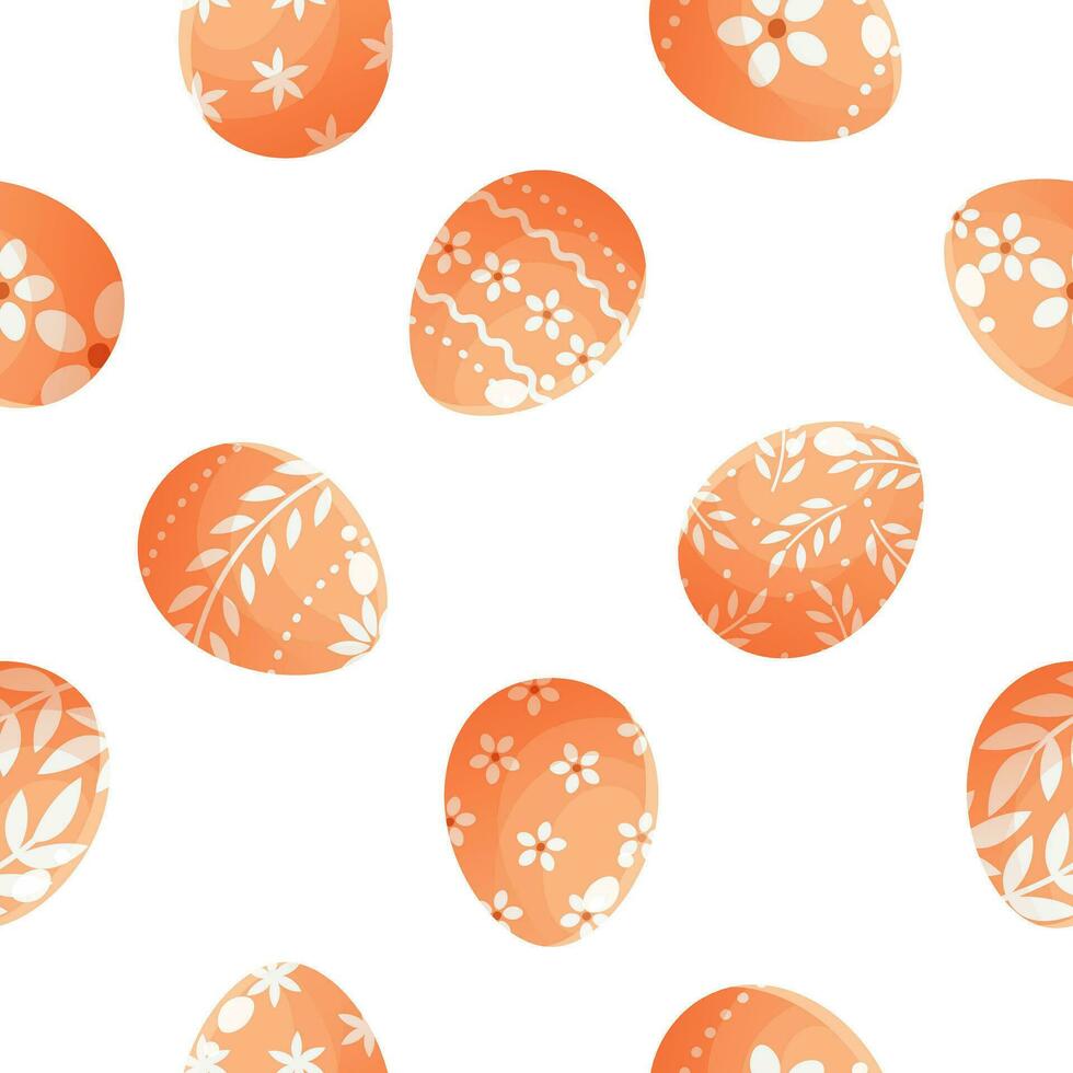 Seamless pattern for Easter and spring from eggs decorated with ornaments on a white background. Seamless vector pattern. For Easter gift wrapping, paper, textiles. Happy Easter holiday elements