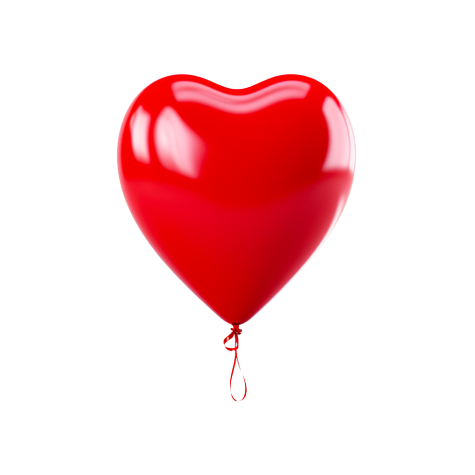 AI generated Red Heart Balloon Love Symbol on Transparent Background png