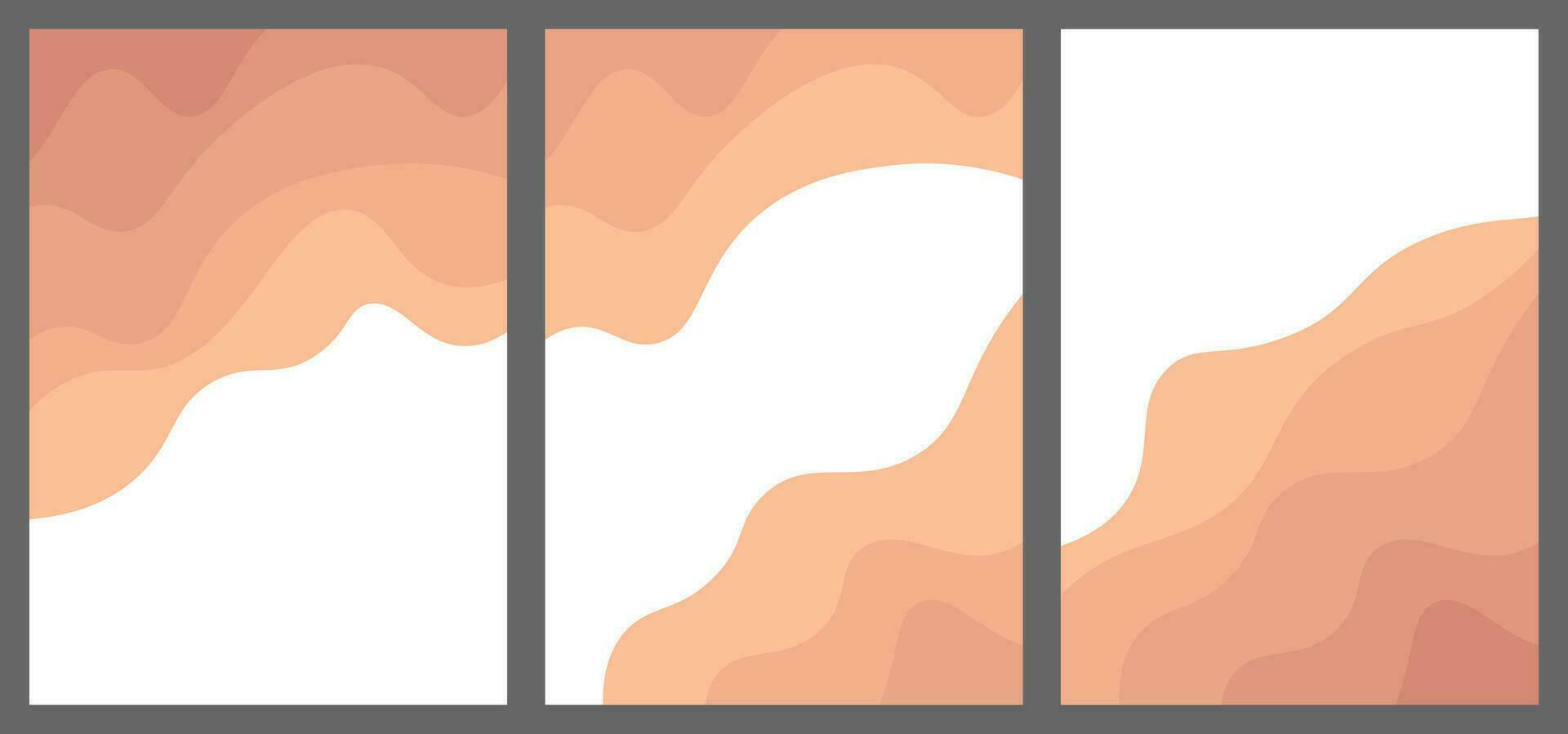 Set abstract background with effect paper cutout in peach fuzz and white vector
