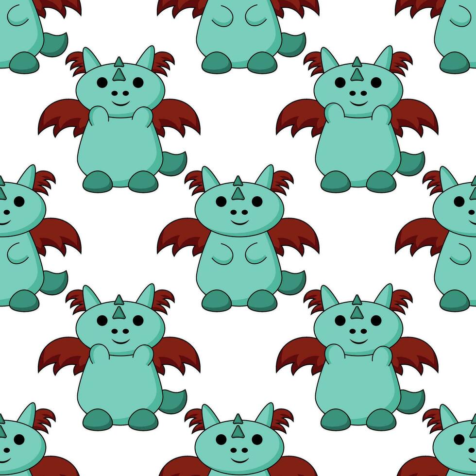 Seamless pattern with cute adorable dragon vector