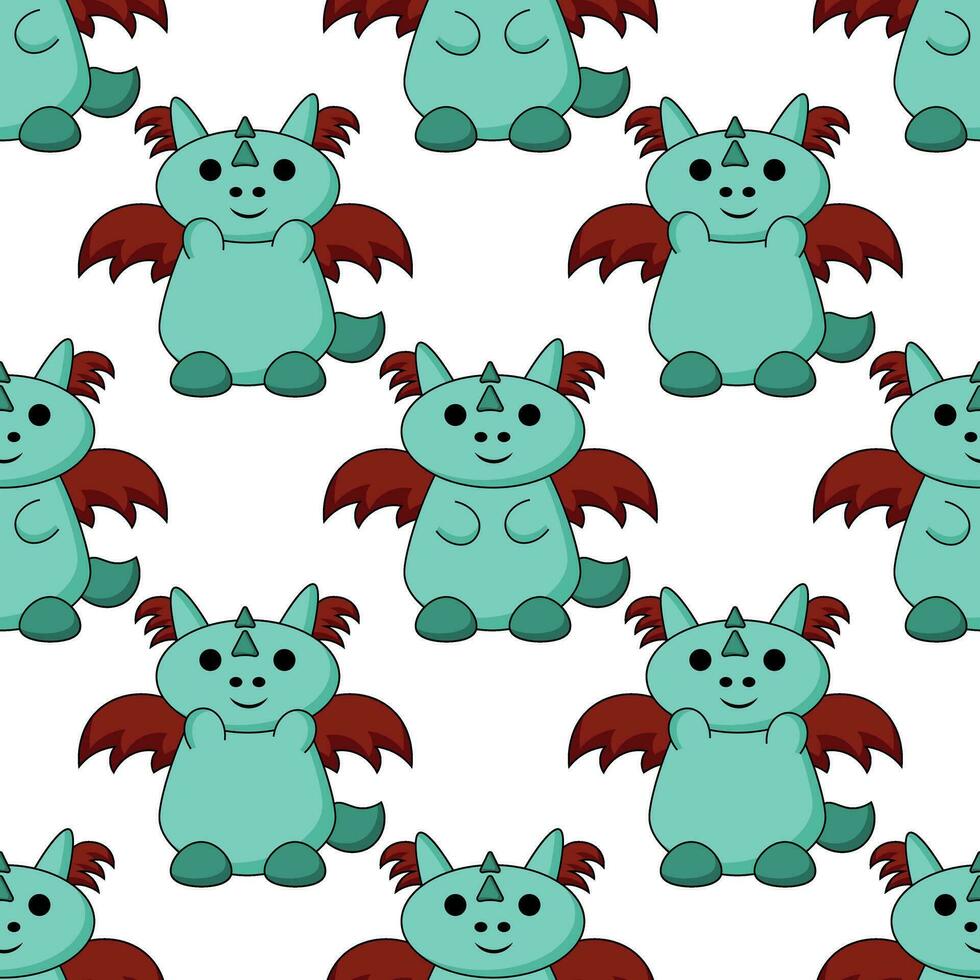 Seamless pattern with cute adorable dragon vector