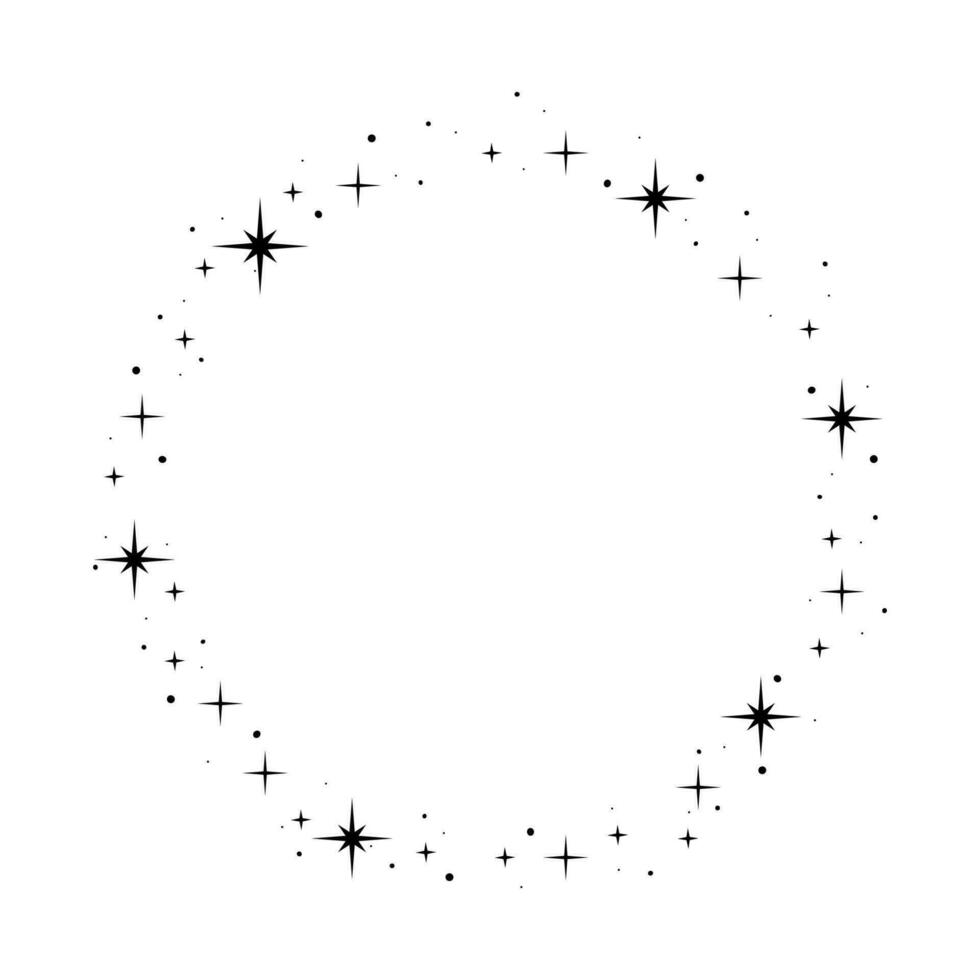 Star circle frame. Wreath round vector