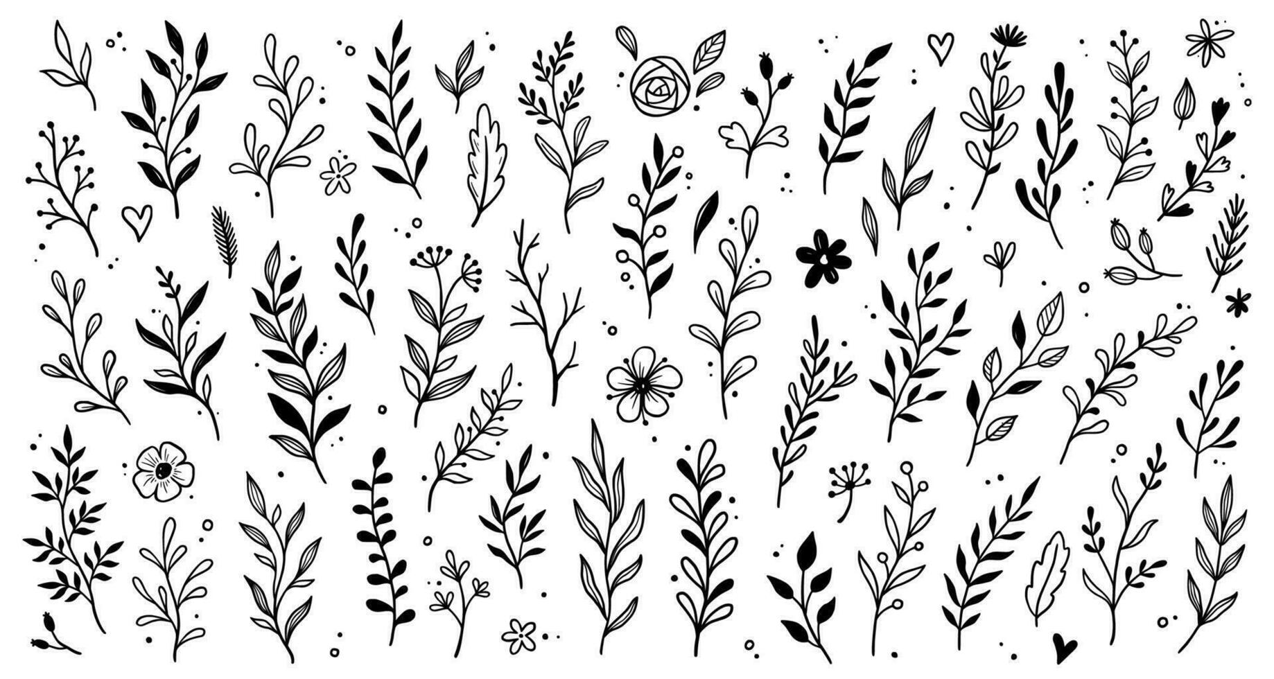 Leaf branch wreath rustic set vector