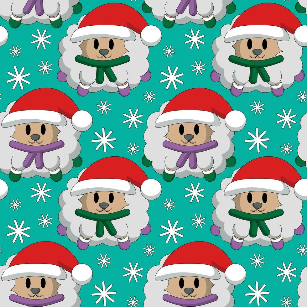 Seamless pattern with cute Christmas Sheep vector
