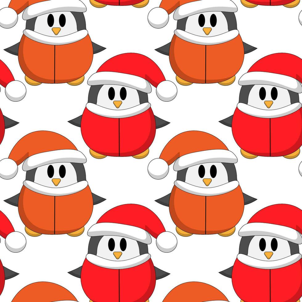 Seamless pattern with Santa Claus Penguin vector