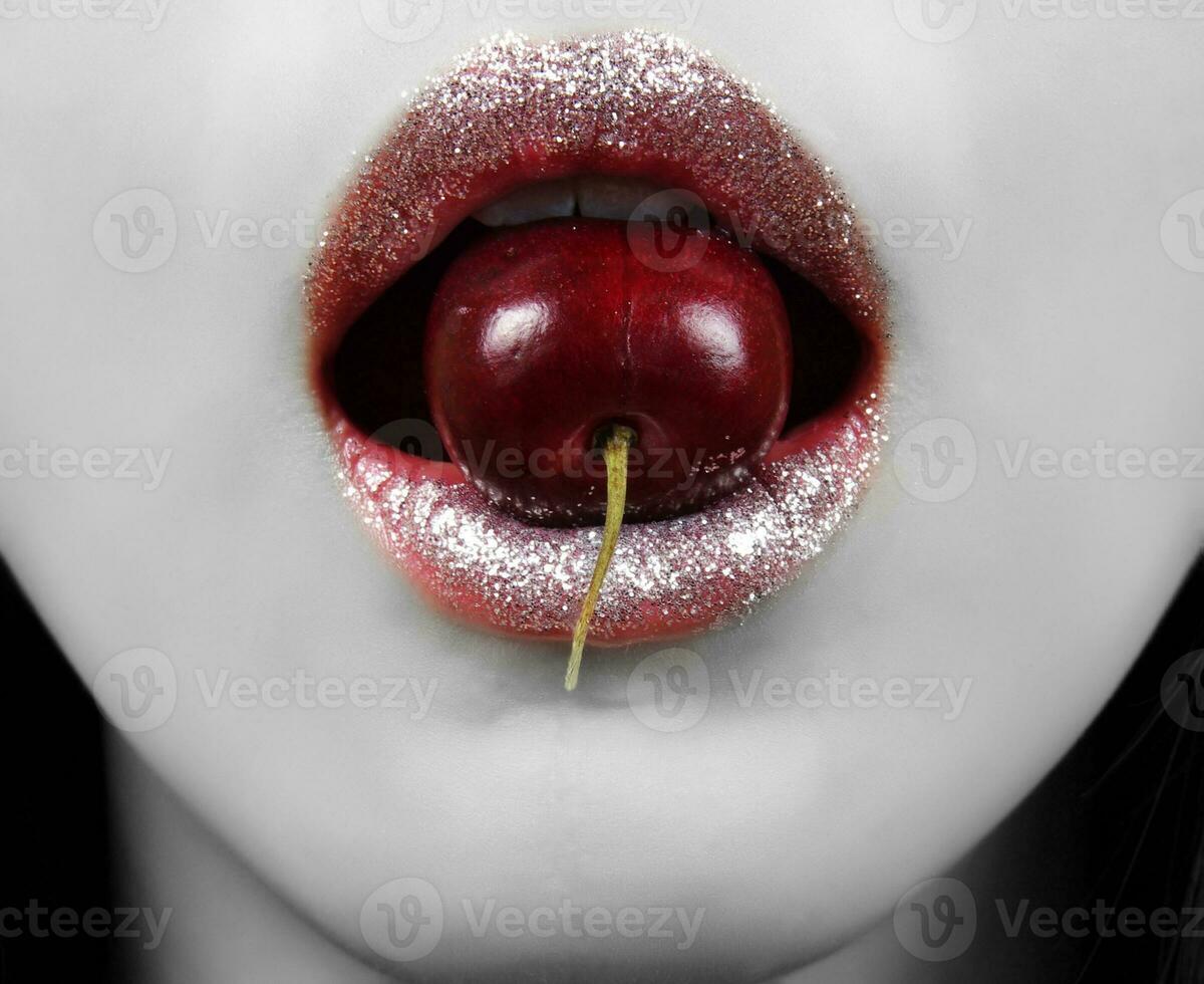 lips and cherry photo