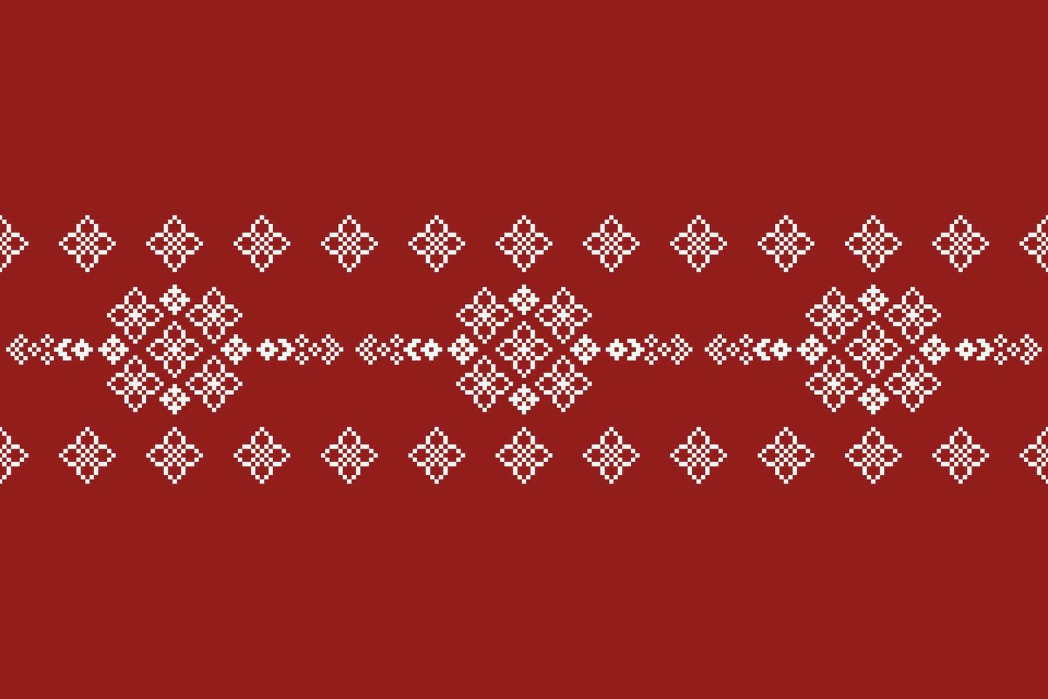 étnico geométrico tela modelo cruzar puntada.ikat bordado étnico oriental píxel modelo rojo Navidad día antecedentes. resumen, vector, ilustración. textura,marco,decoración,motivos,seda fondo de pantalla. vector