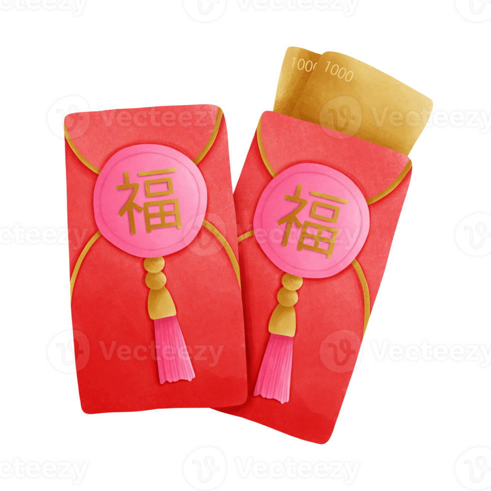 Hand drawn red envelopes for Chinese New Year, Chinese New Year cartoon elements png