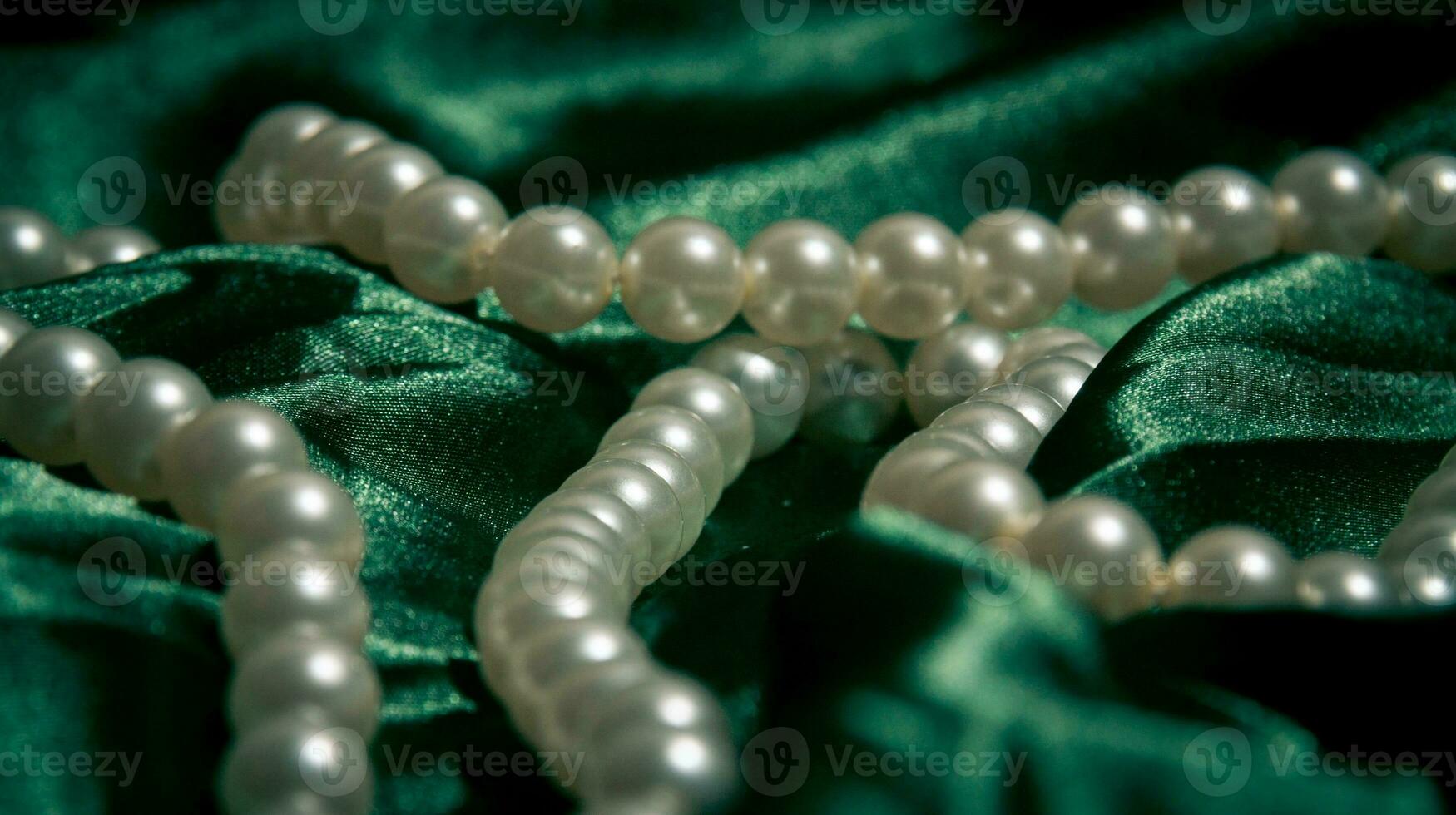 Pearls closeup on the silk photo