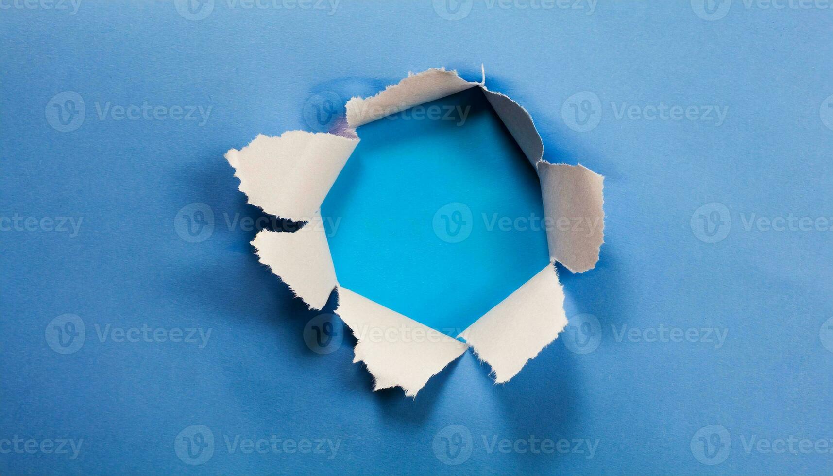 AI generated a hole in a piece of paper on a blue background photo