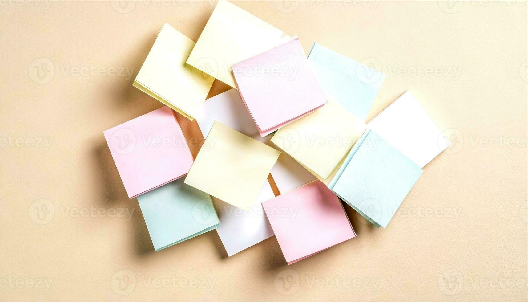 AI generated many colorful post it notes on a beige background photo