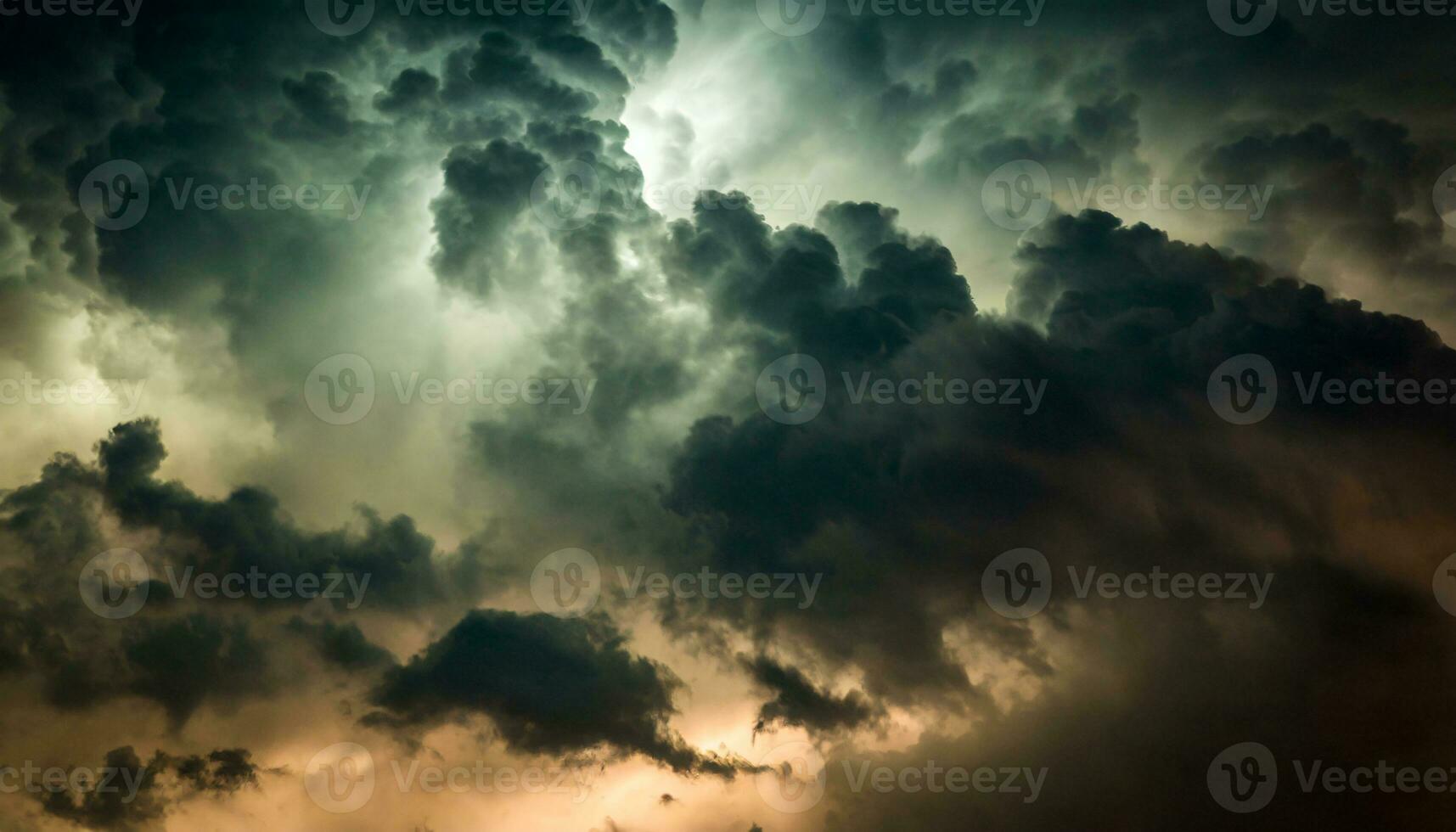 AI generated a dark stormy sky with clouds and lightning photo