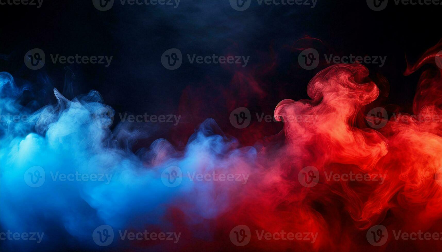AI generated red and blue smoke on a black background photo