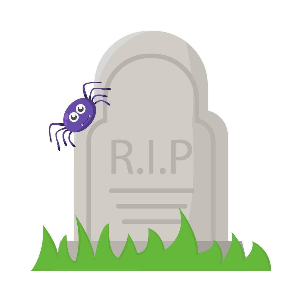 spider in tombstone illustration vector