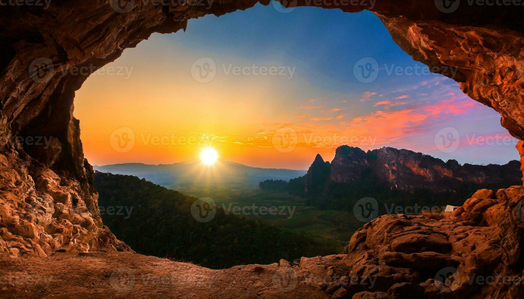 AI generated sunrise in the mountains photo