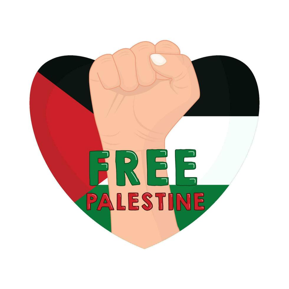 hand gesture with love free palestine illustration vector