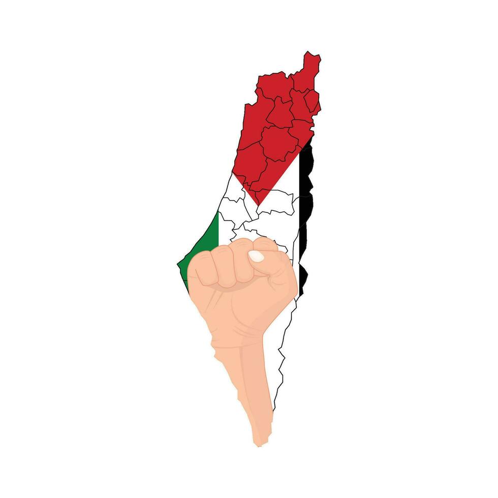 mano gesto con mapas Palestina ilustración vector