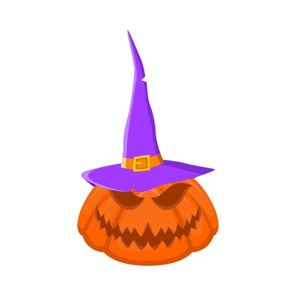 spooky hat witch in pumpkin illustration vector