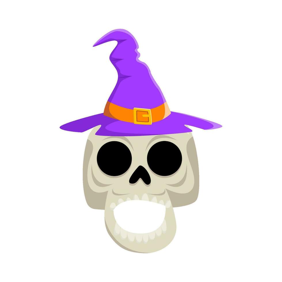 spooky hat witch in skull illustration vector