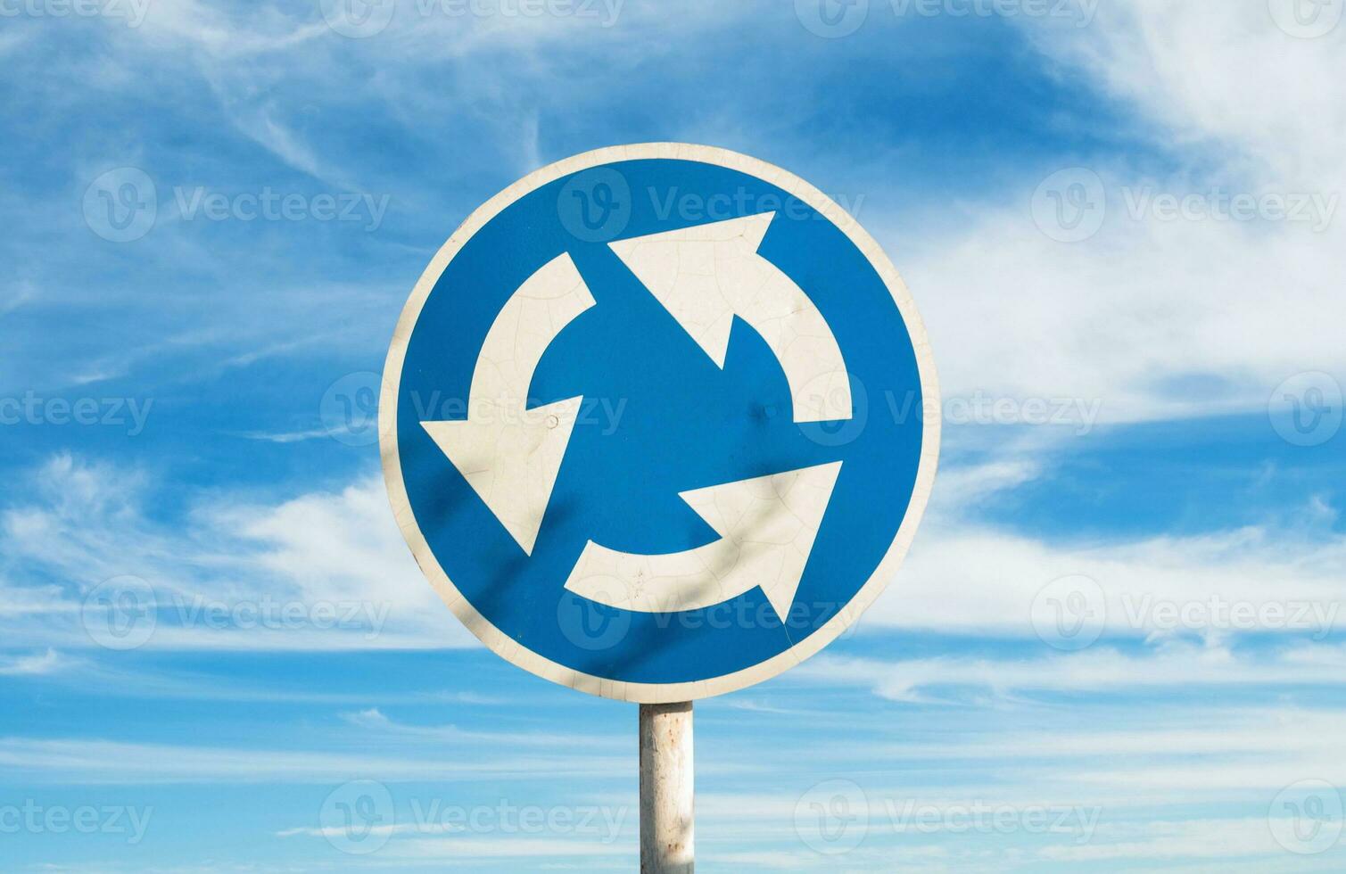 Closeup of the roundabout sign in city photo