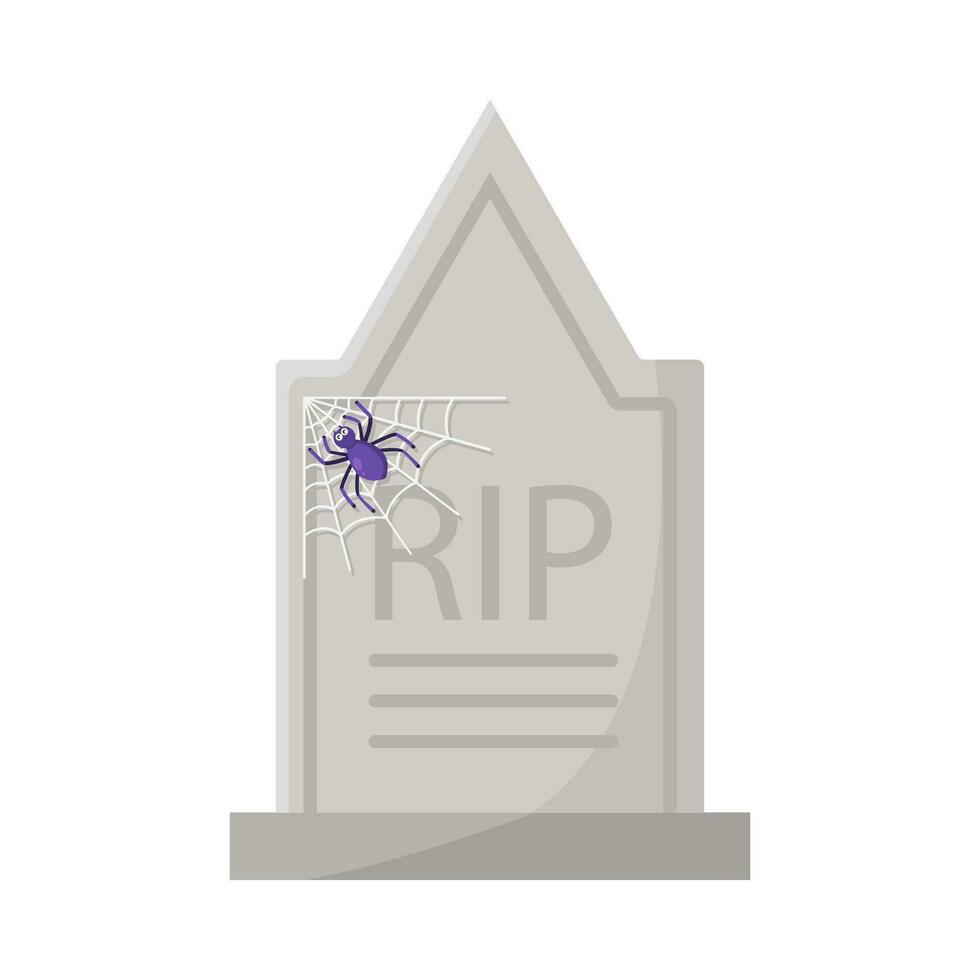 spider with spider web in tombstone illustration vector