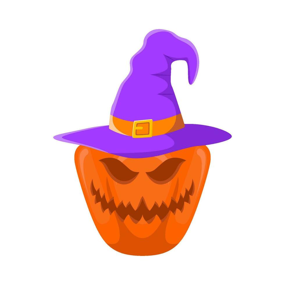 spooky hat witch in pumpkin illustration vector