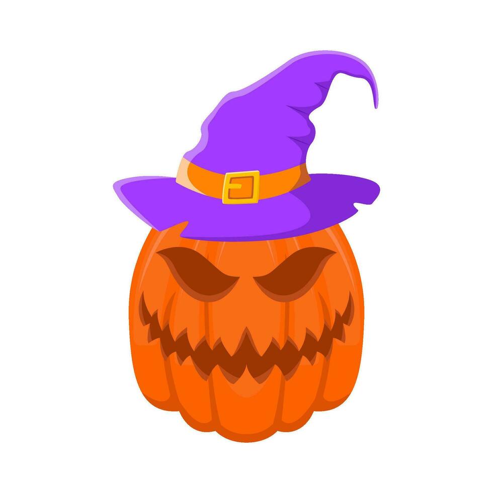 spooky hat witch in pumpkin illustration vector