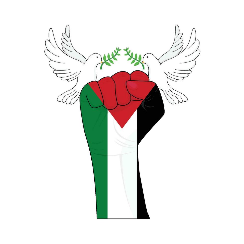 paloma en mano gesto Palestina ilustración vector