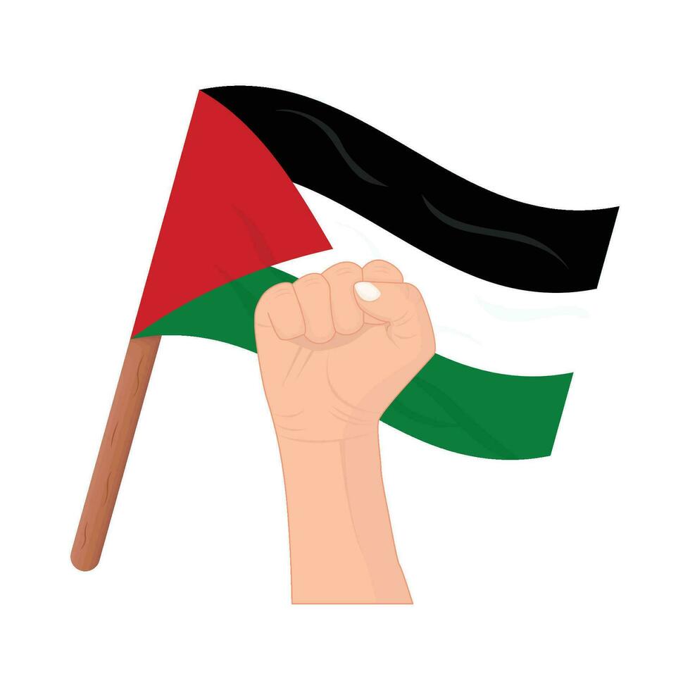 free palestine hand gesture with flag palestine illustration vector