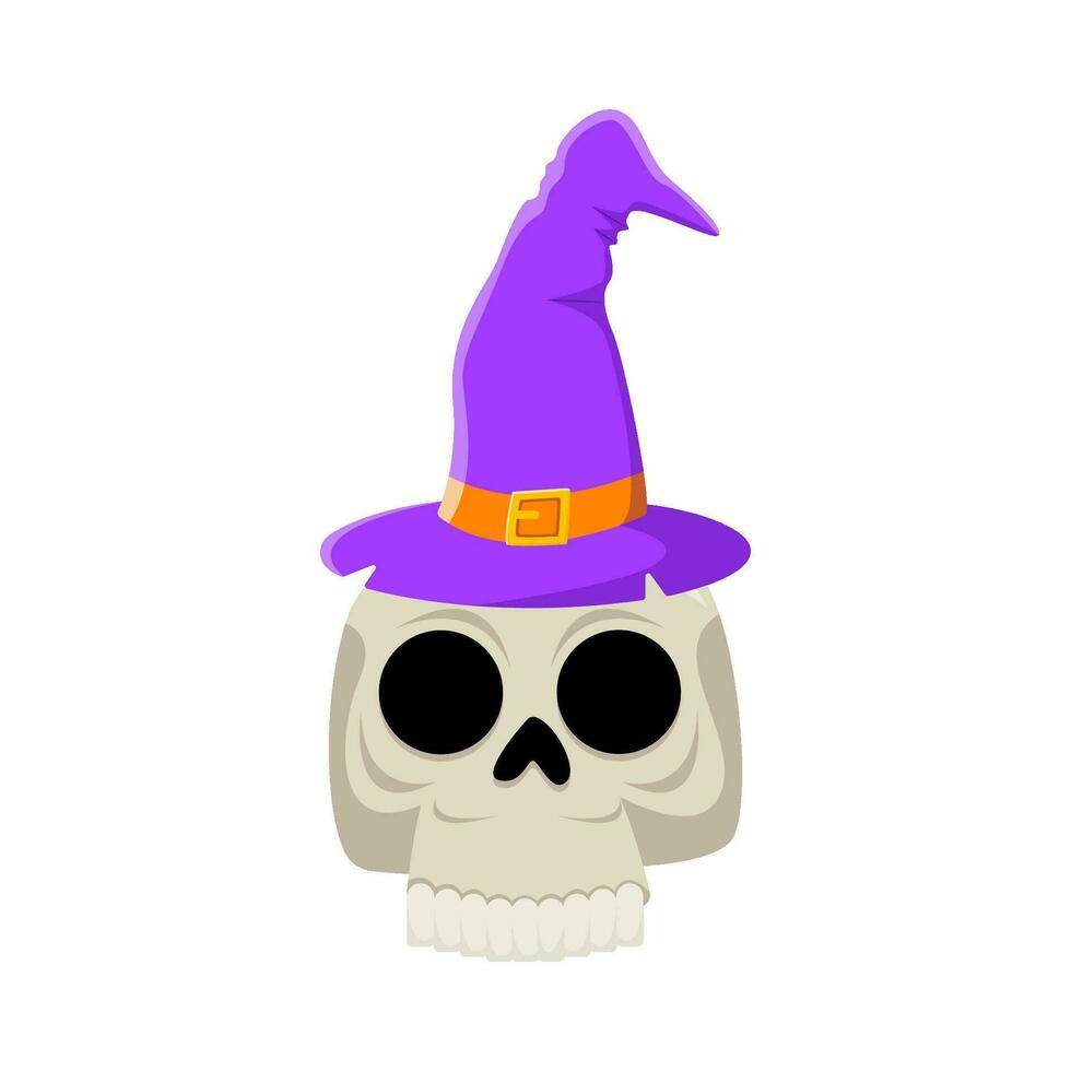 spooky hat witch in skull illustration vector