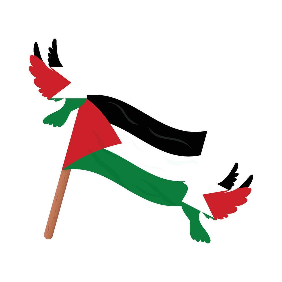 paloma en bandera Palestina ilustración vector