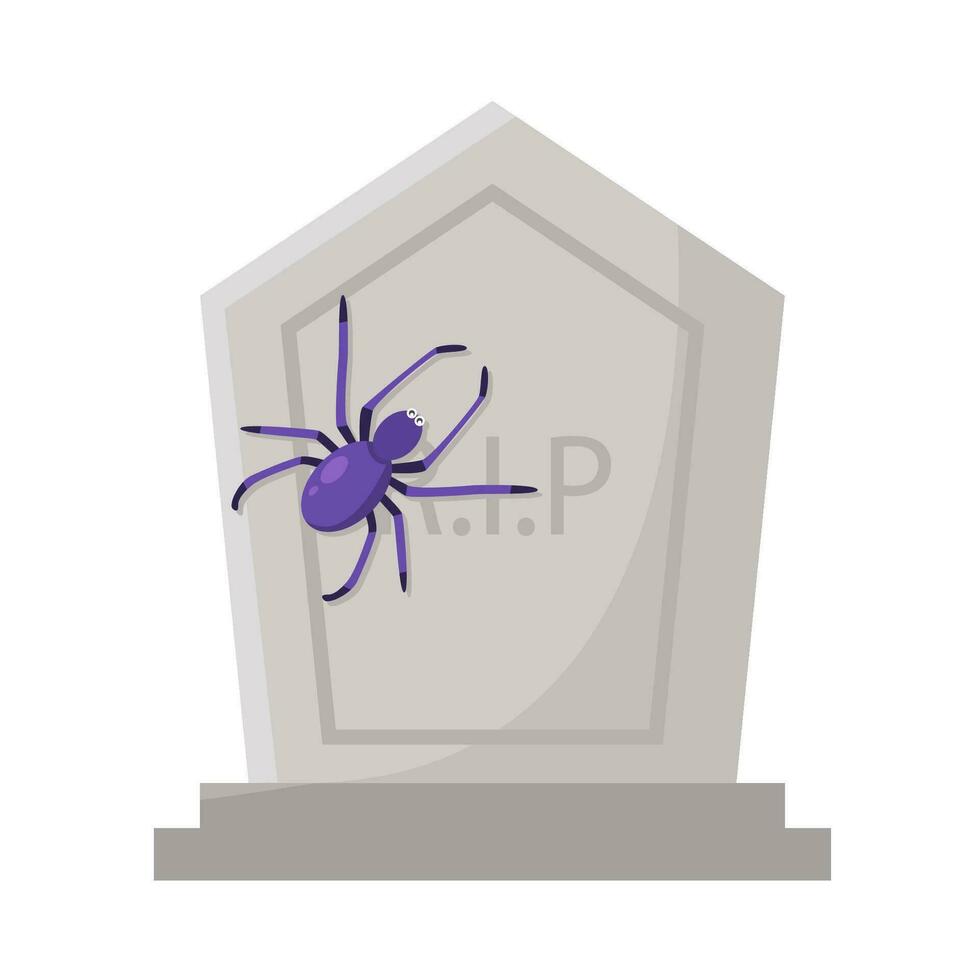 spider in tombstone illustration vector