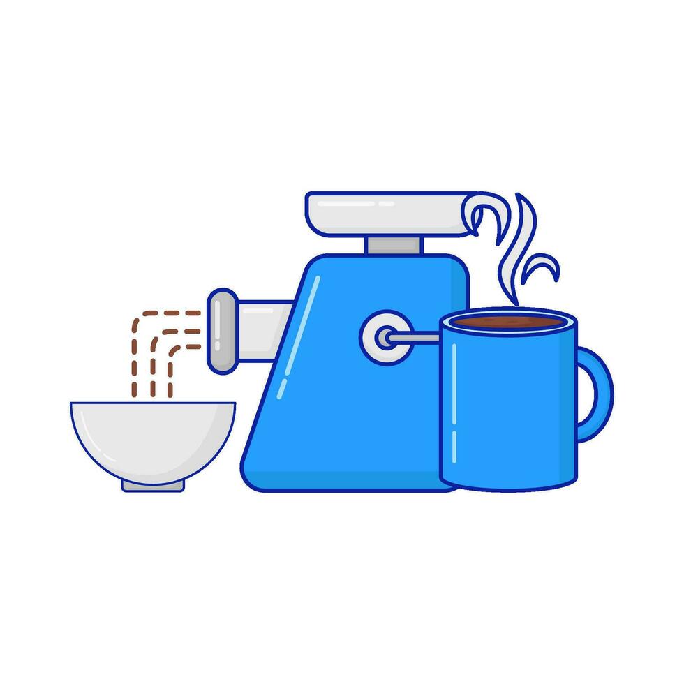 amoladora café, vaso café bebida con cuenco ilustración vector