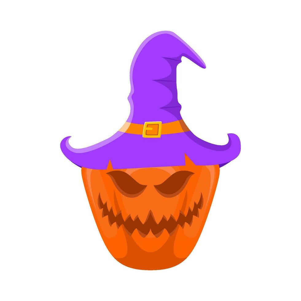 spooky hat witch in pumpkin illustration vector