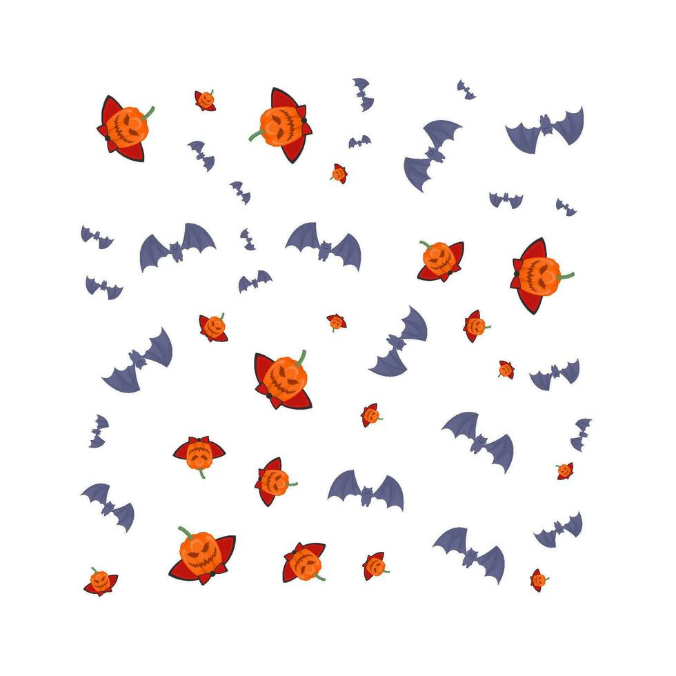halloween pattern pumpkin with bat illustration vector