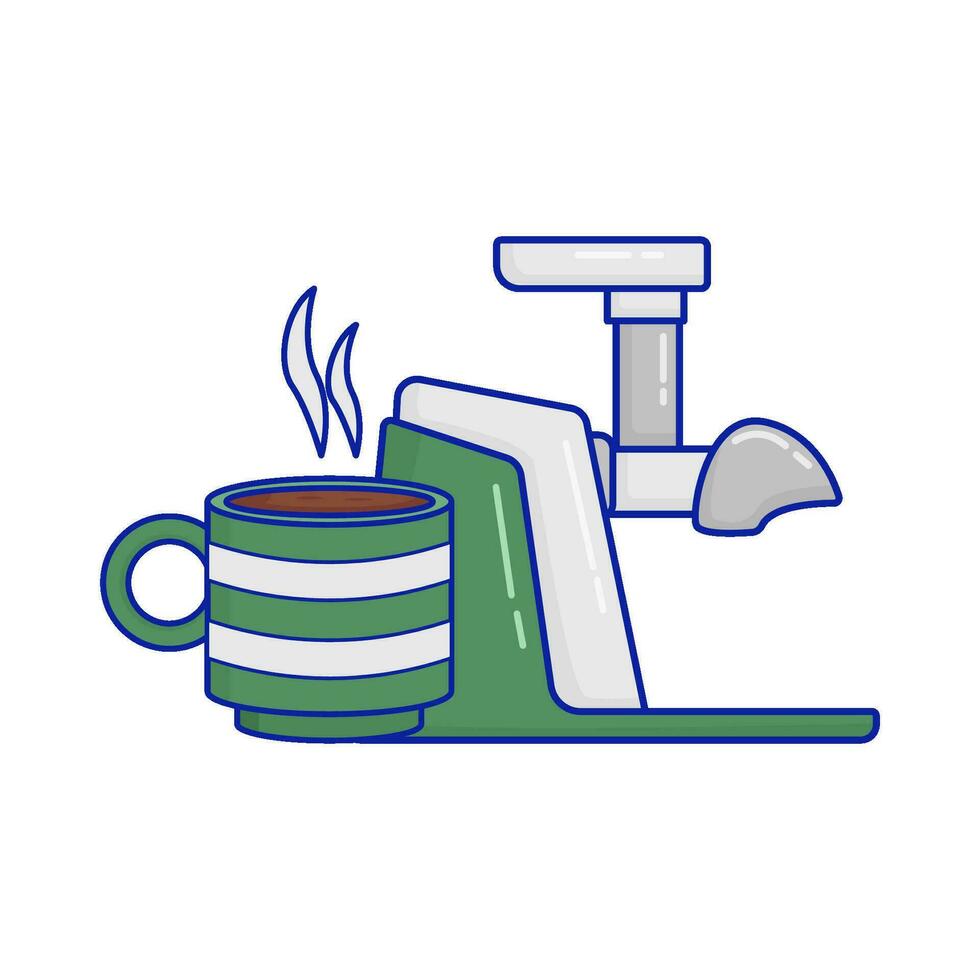 amoladora café con vaso café bebida ilustración vector