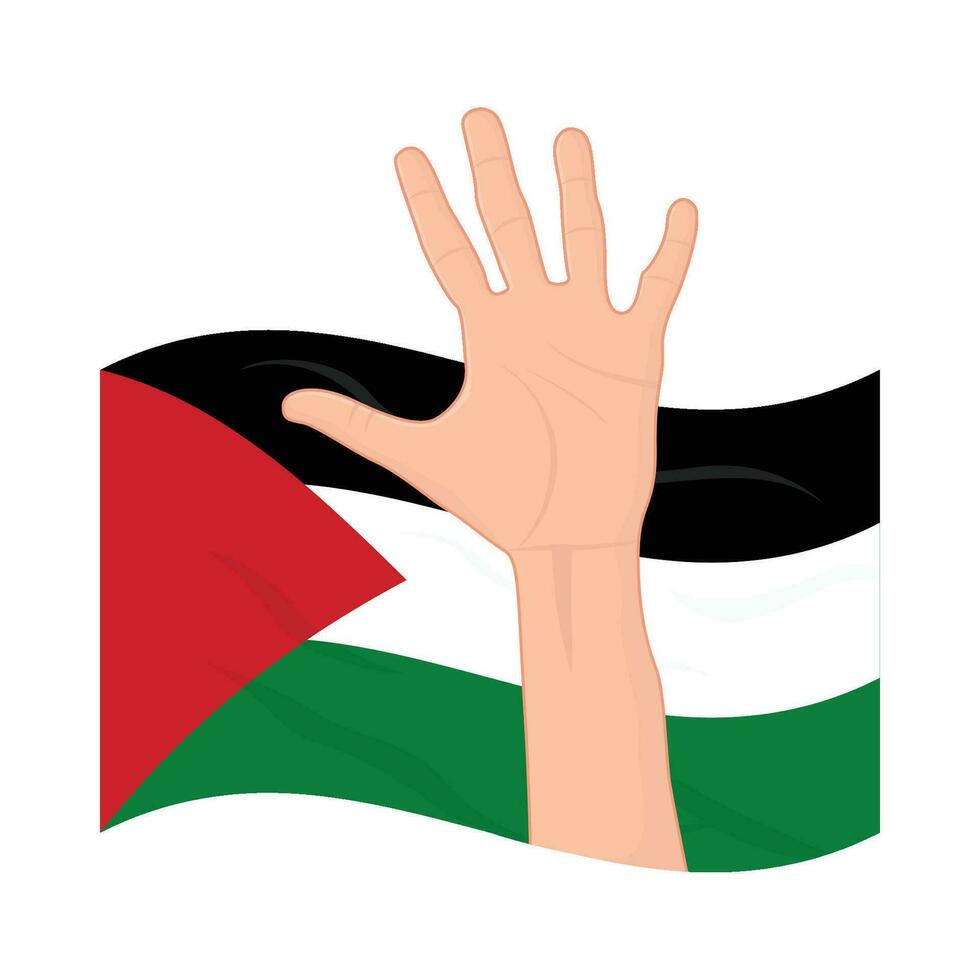 free palestine hand gesture with flag palestine illustration vector